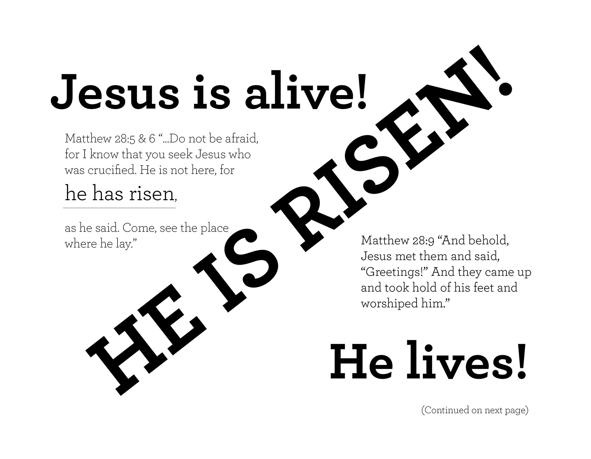 Jesus is alive! Matthew 28:5 & 6